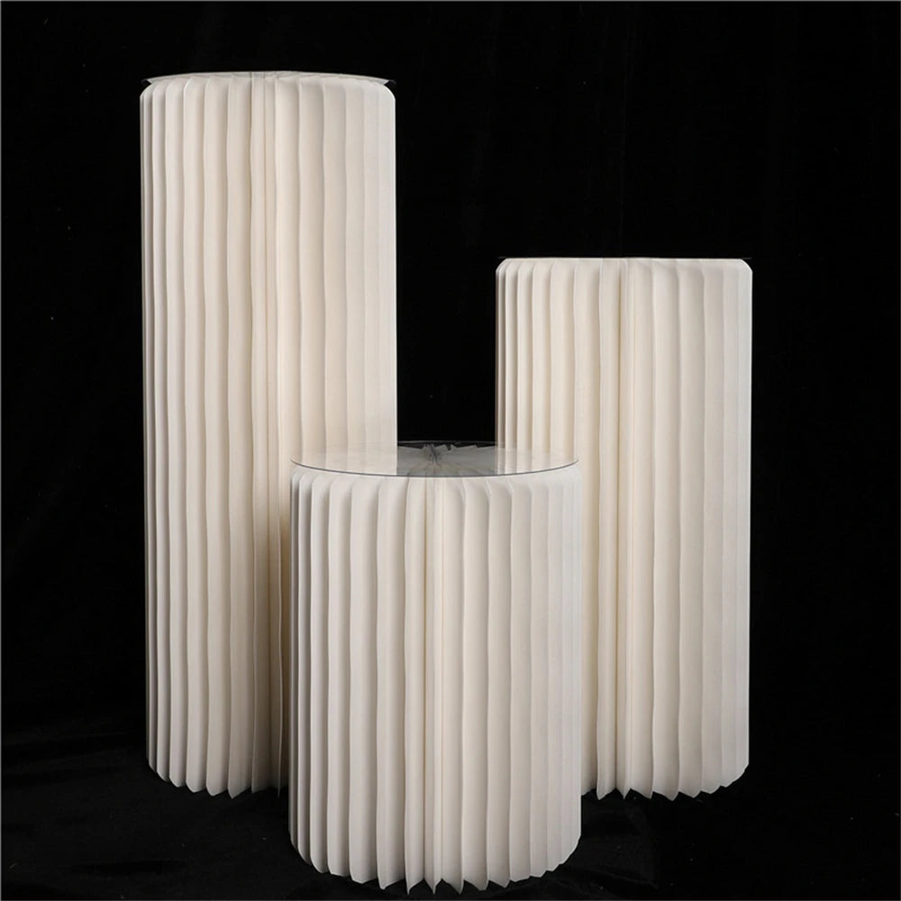 NONECN Paper Folding Cylinder Display Rack for Weddings and Events Adjustable Heights 20 to 100 cm Diameter 30 cm