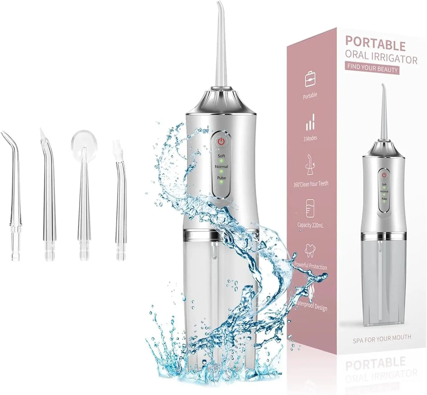 USB Rechargeable Water Flosser With 3 Speed Settings IPX7