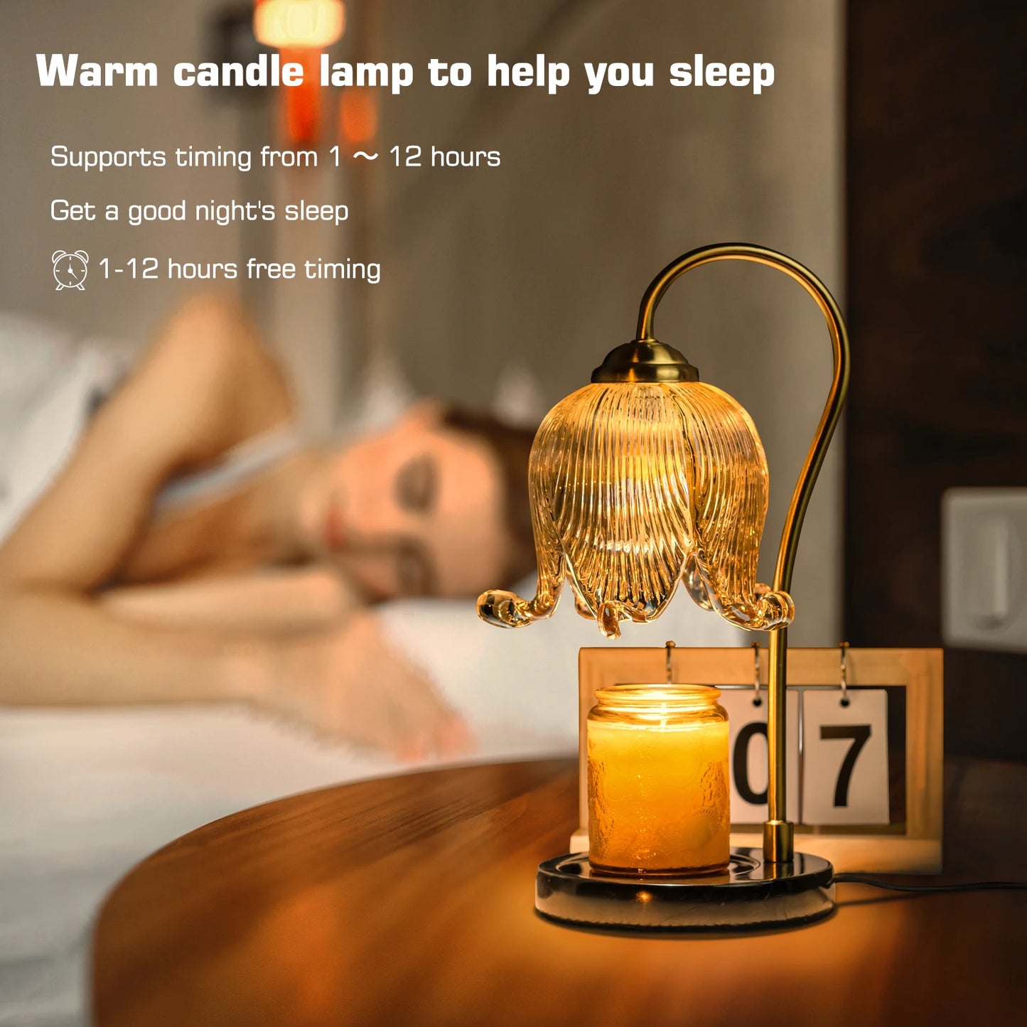 Tulip Flower Warm Candle Lamp Night Light Bedroom Bedside Table Fragrance Atmosphere