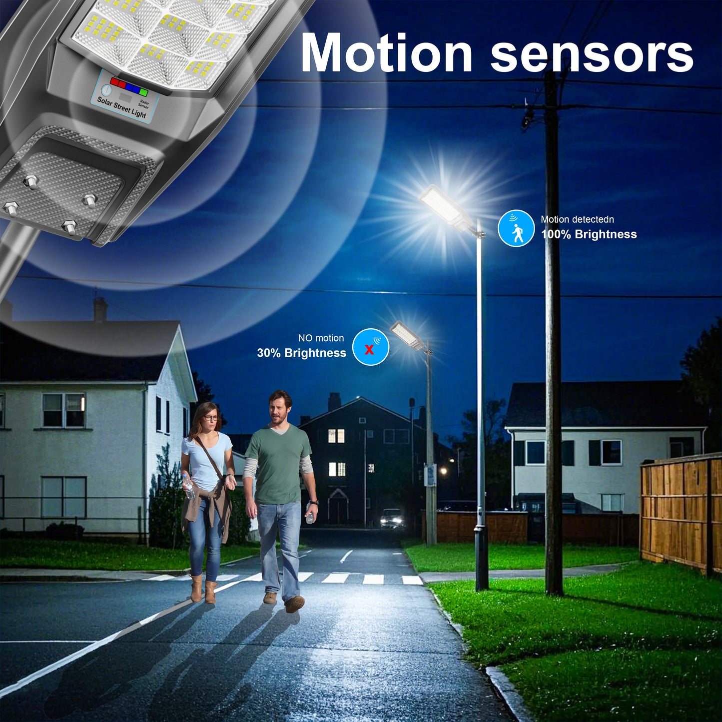 Outdoor Solar Light IP65 Motion Sensor Dusk To Dawn 6000W High Brightness LED Lighting