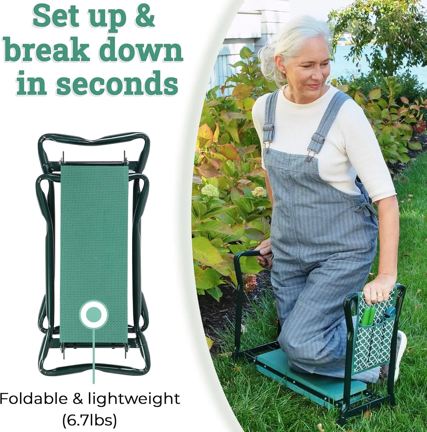 Foldable Garden Kneeler Seat With EVA Foam Pad For Comfort And Knee Protection While Gardening