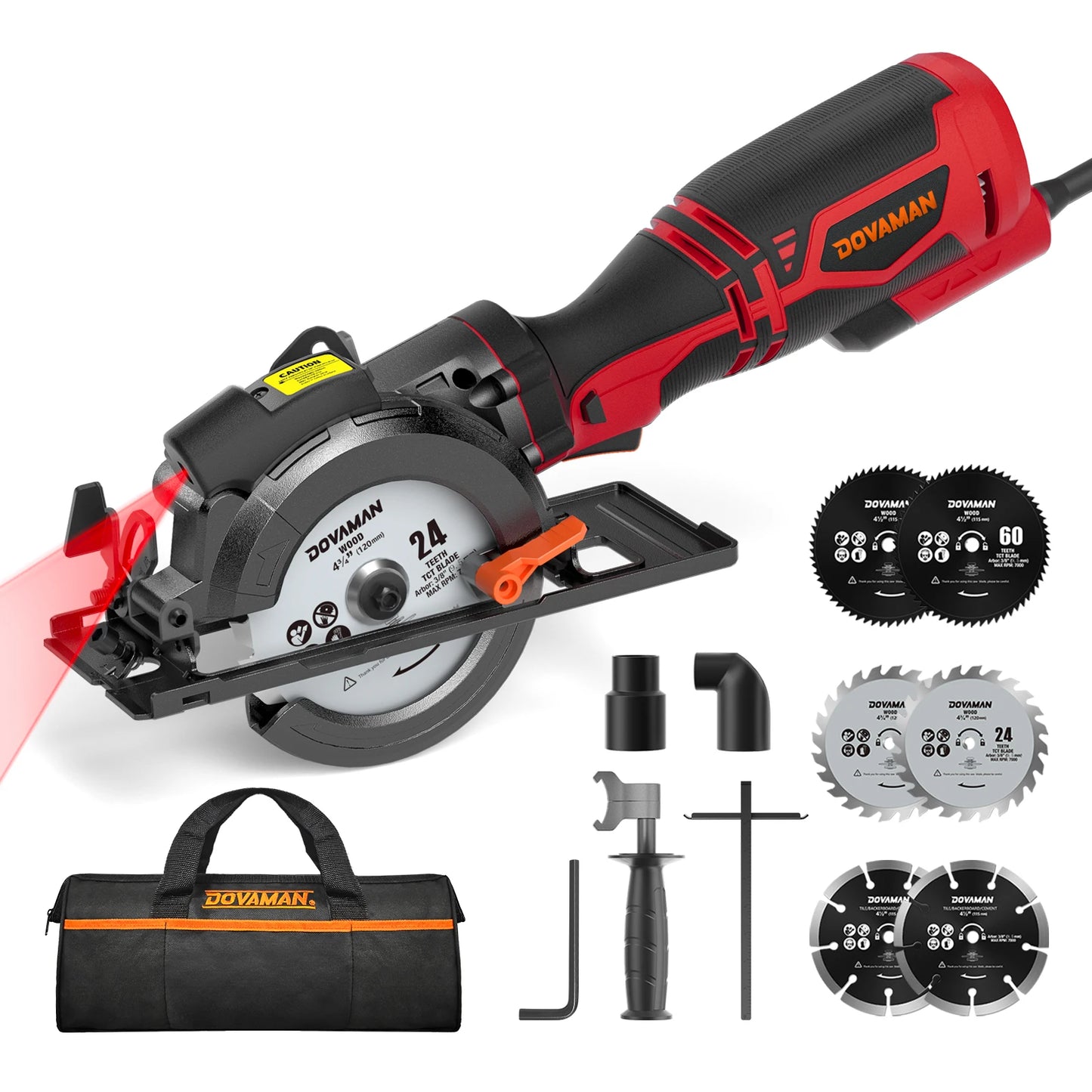 DOVAMAN 5.8A Circular Saw With Laser Guide And Six Blades