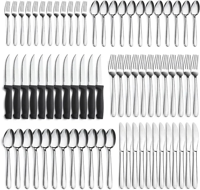 Silverware Set Stainless Steel Flatware With Steak Knives
