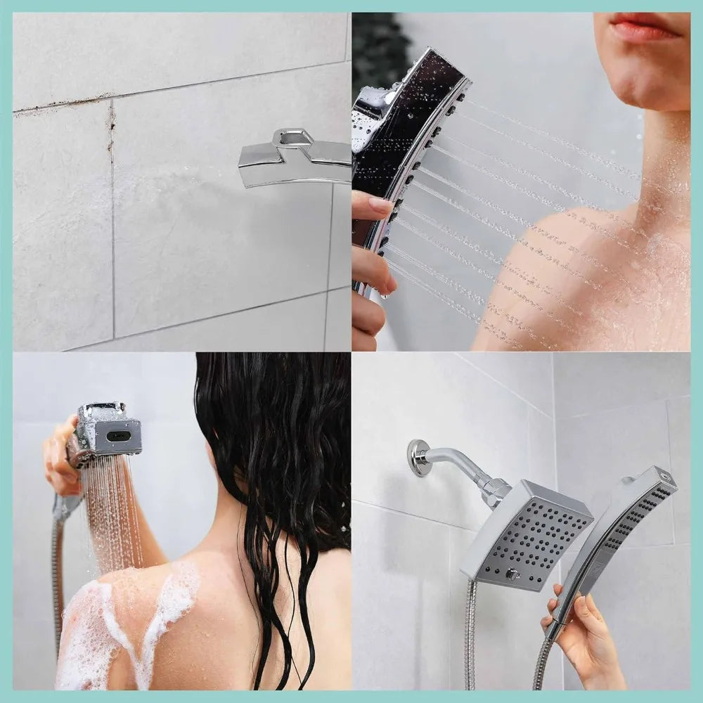 Dual Function Shower Set With Fixed And Handheld Heads For Modern Bathrooms And Showers