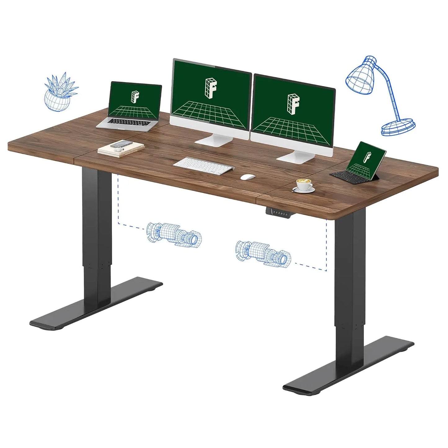 71x32 Inch Large Dual Motor Electric Standing Desk, Black - Computer Desk with Memory Controller, Home Office Desk, Customized