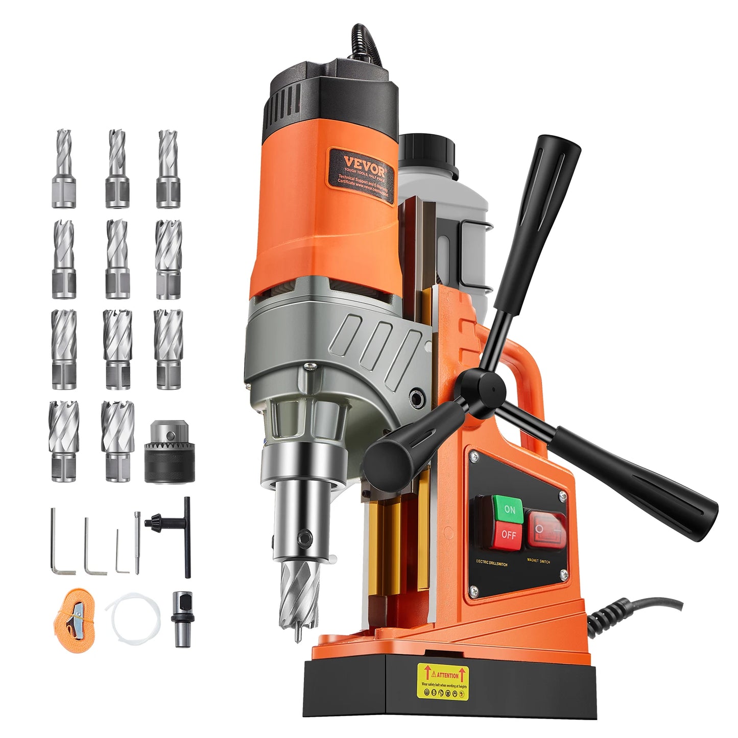 SucceBuy Magnetic Drill Press Kit 11 Piece Portable Electric High Power 1450W 850 RPM For Steel Plate Drilling