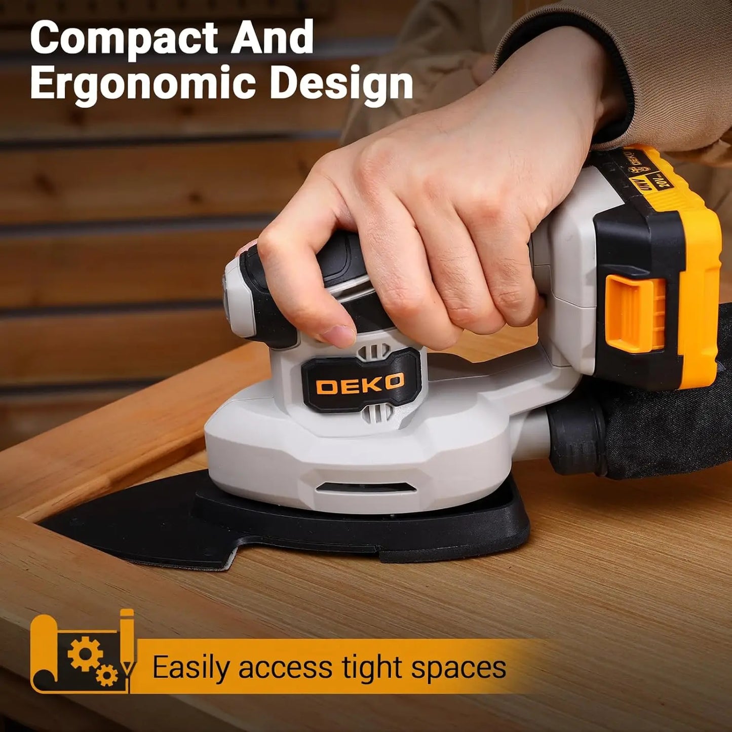 DEKO Multi-Function Mouse Sander Electric Tool with Dust Collector and Attachments for Home DIY