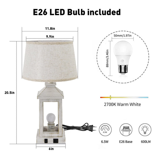 IndustrialGrade Contemporary Farmhouse BedsideNightstand Table Lamps 2Pack With DimmableControl