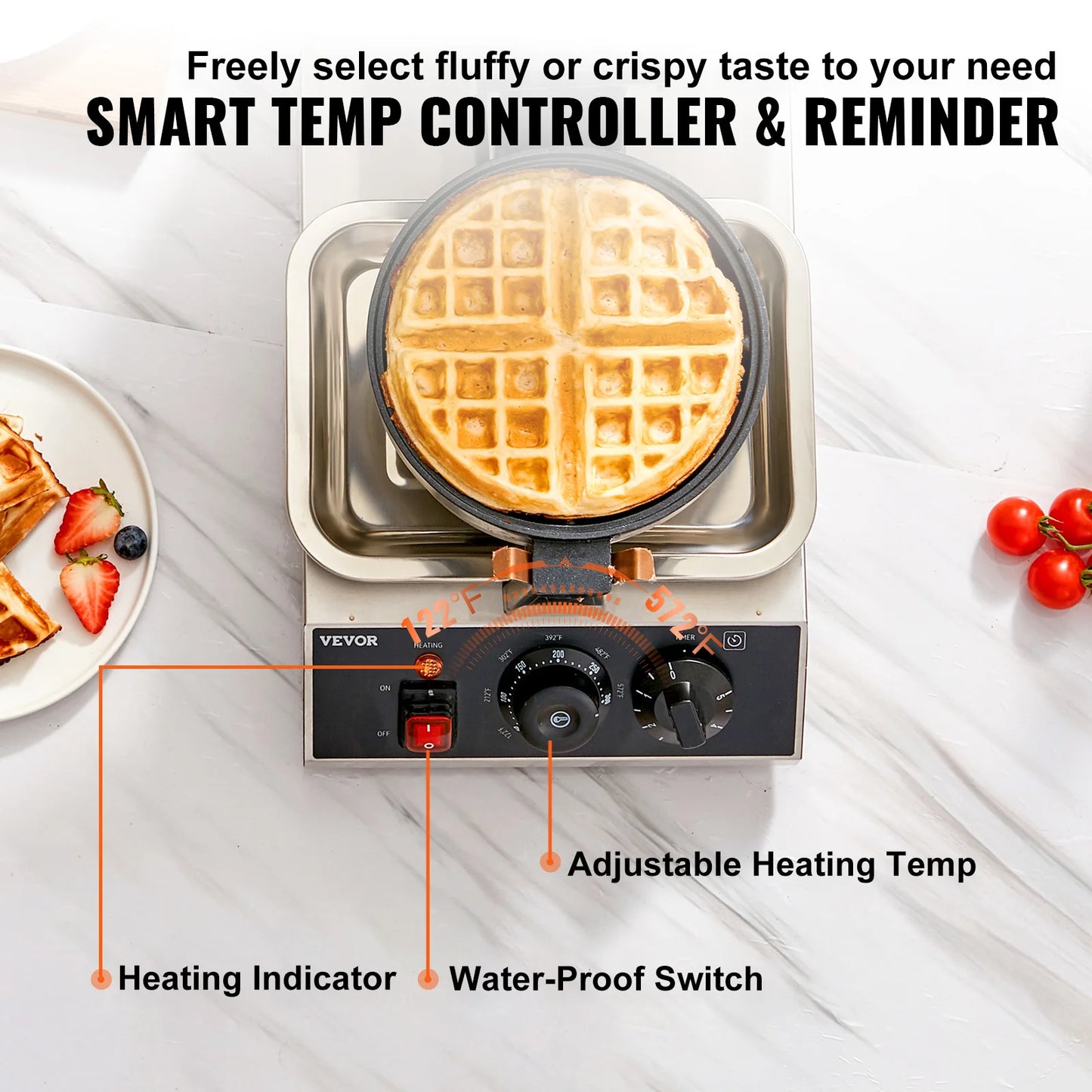VEVOR SucceBuy Electric Waffle Maker StainlessSteel NonstickCoated Pans Versatile Kitchen