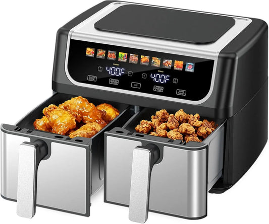 Dual Basket Air Fryer With Independent Temperature Control And Twin 4.75 Qt Baskets