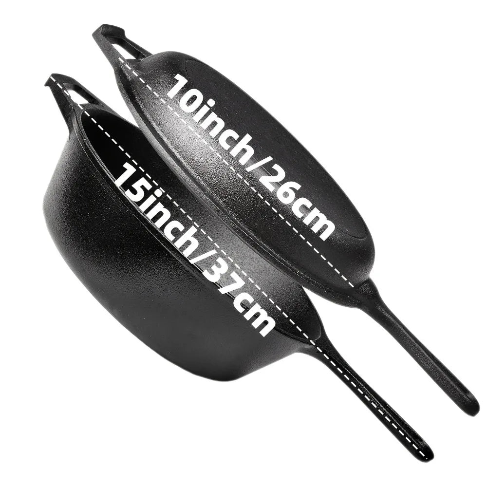 AEDG Heavy-Duty Cast Iron All-Purpose Skillet Set Nonstick OvenSafe Campfire-Ready