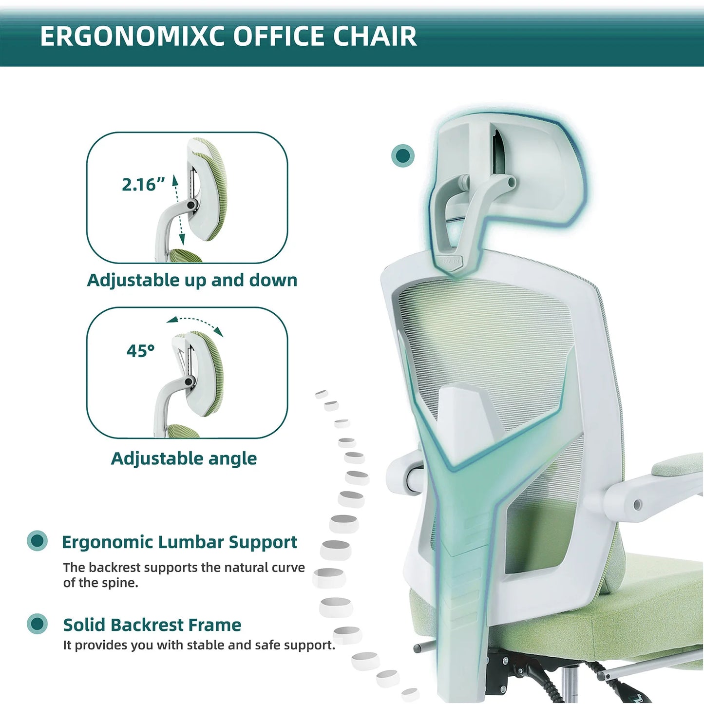 JHK Ergonomic Reclining High Back Mesh Executive Chair With LumbarSupportPillowPro