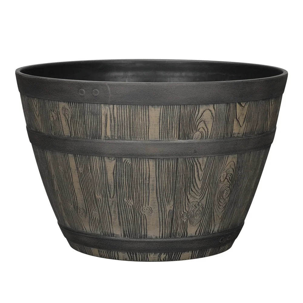 Rustic Whiskey Barrel Planter UV Resistant Polypropylene Indoor Outdoor