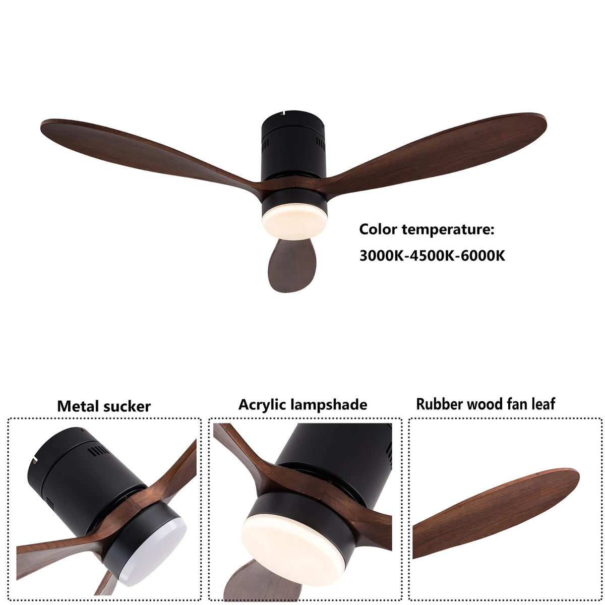 Smart Ceiling Fan With Remote Control And Dimmable Light Six Speeds