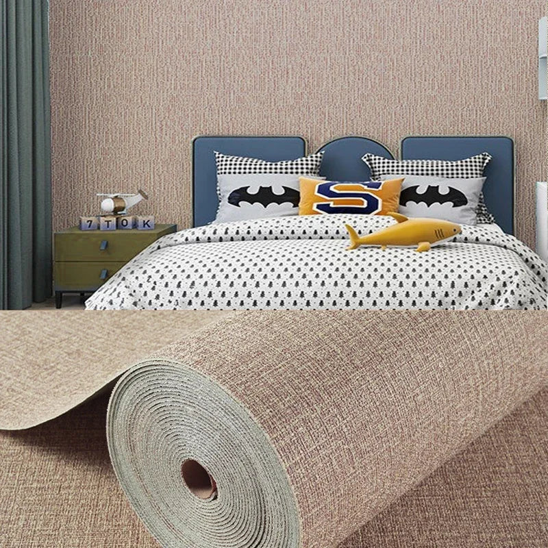 NONECN Linen 3D Foam Wallpaper Self Adhesive PVC Waterproof Wall Covering for Renovation