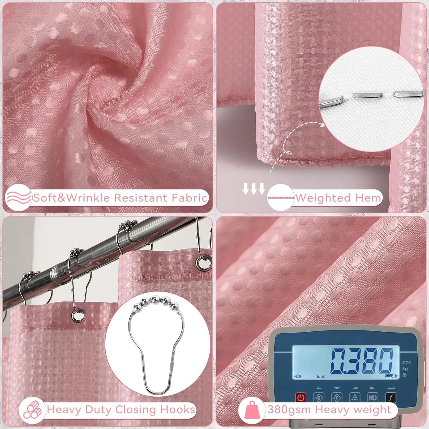 Pink Bathroom Accessories Set with Shower Curtain, Rugs, and 25 Pieces for Complete Decor