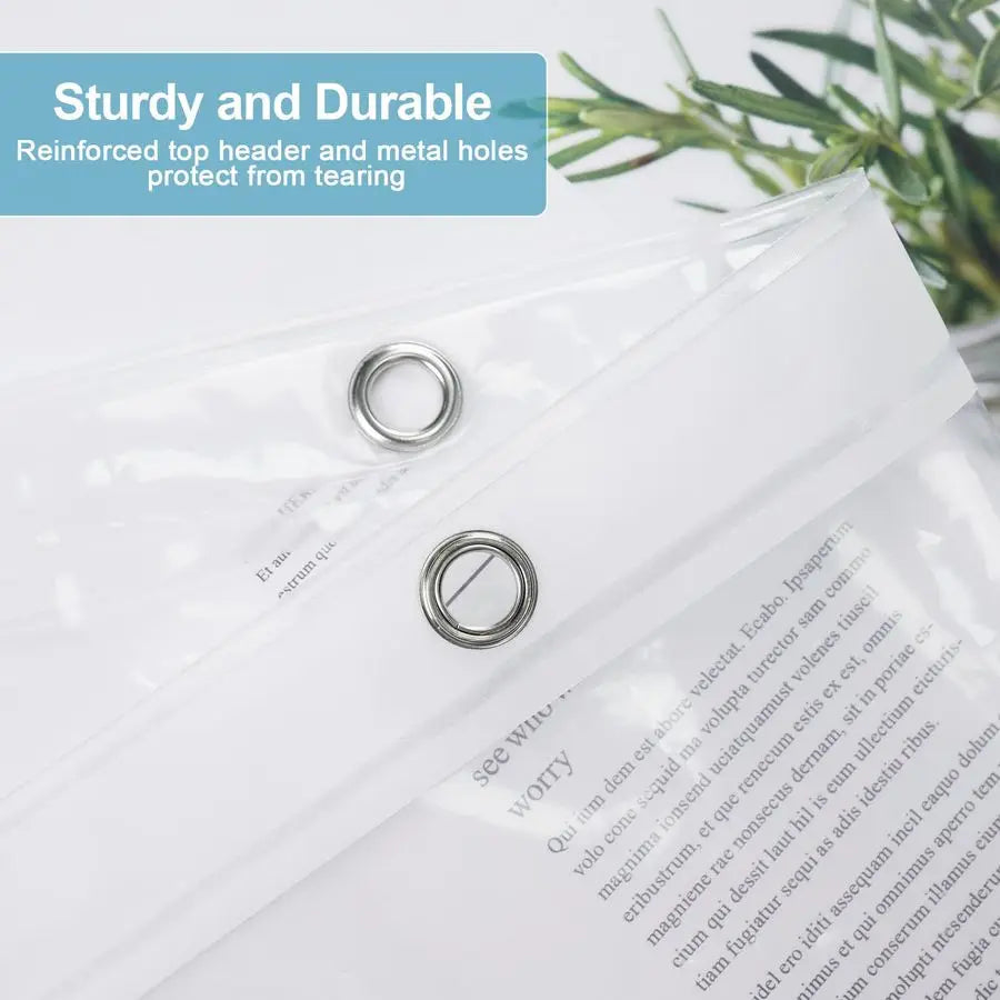 Clawfoot Tub Clear Shower Curtain Encloses Three Sides Water Resistant PEVA 180 By 70 Inches With Free Hooks Included