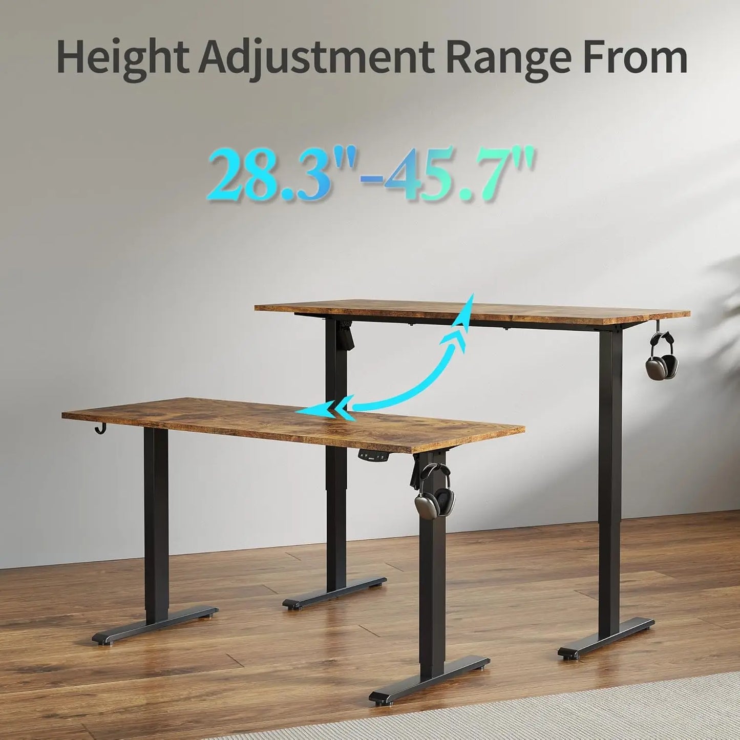 Electric Standing Desk, 48x24 Inches Height Adjustable, Sit Stand Office Home Ergonomic Table with Memory Preset, Rustic Brown