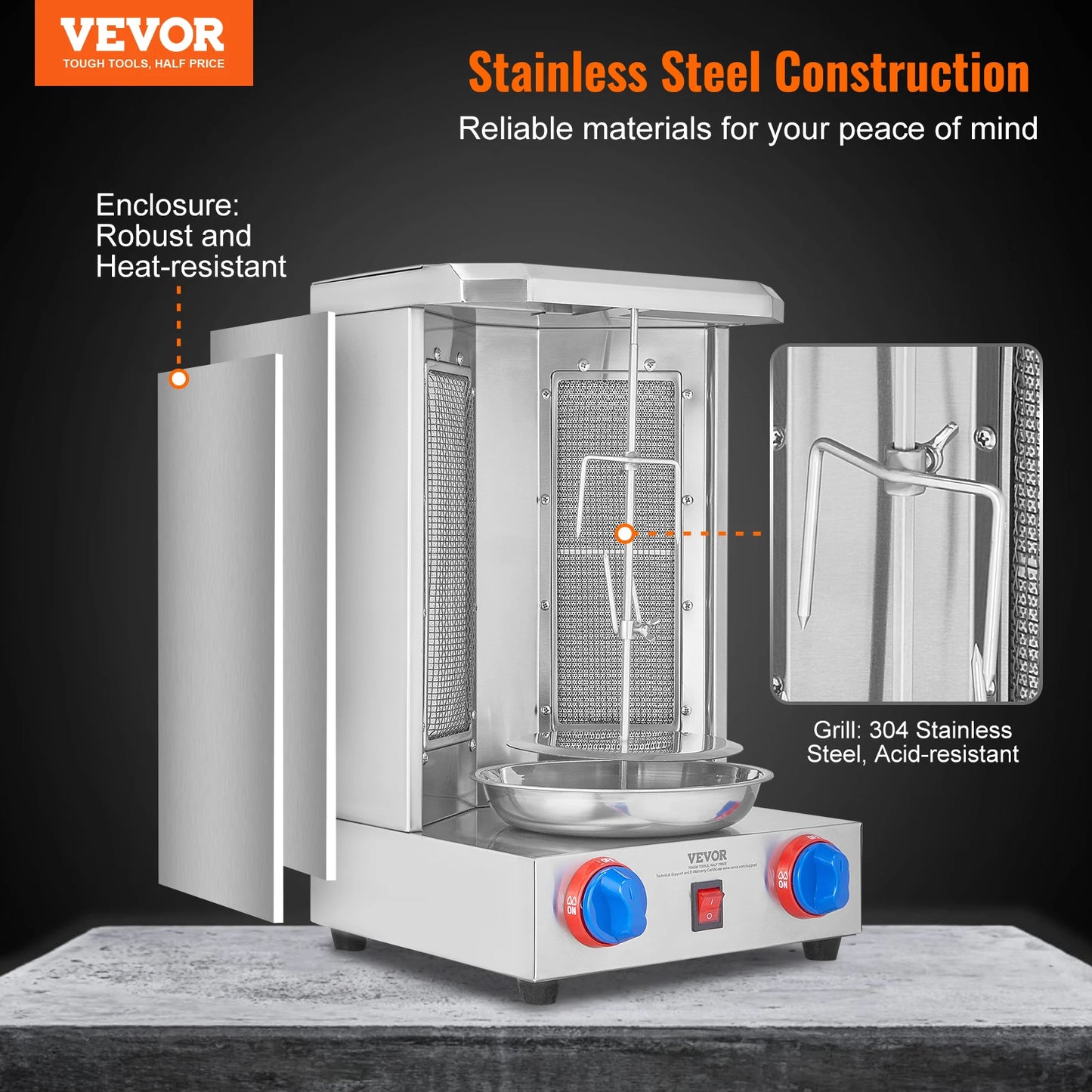 SucceBuy Shawarma Grill Machine Vertical Gas Doner Kebab Rotisserie