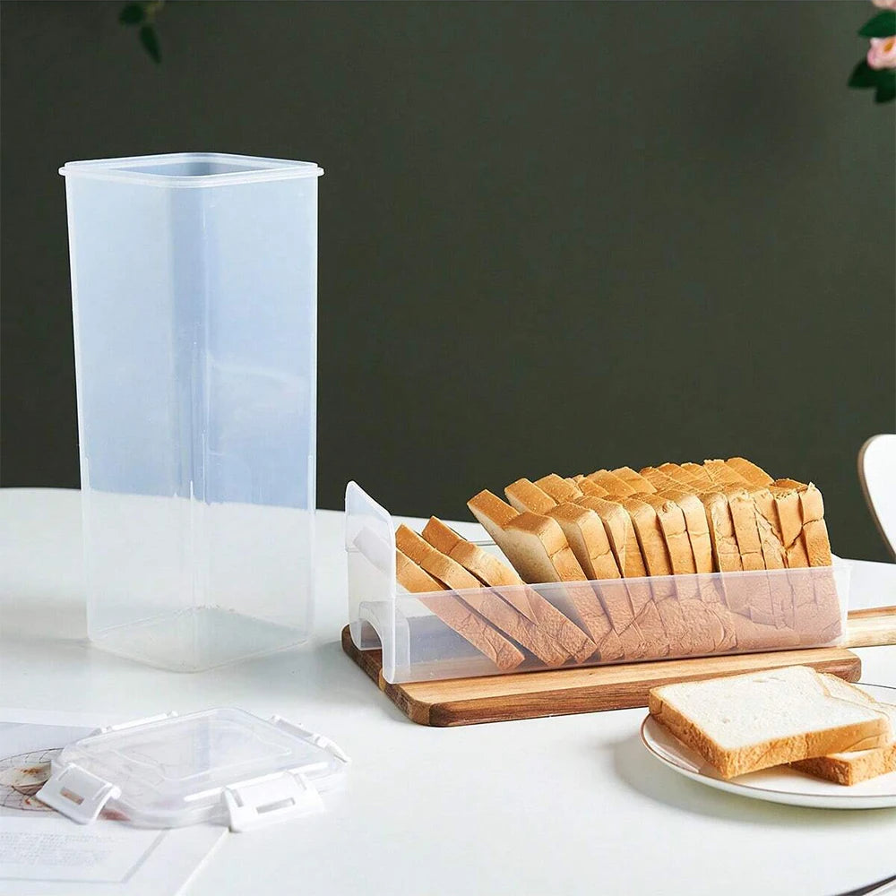 Clear Airtight Bread Box With Lid For Fresh Homemade Bread Transparent Countertop Storage Container