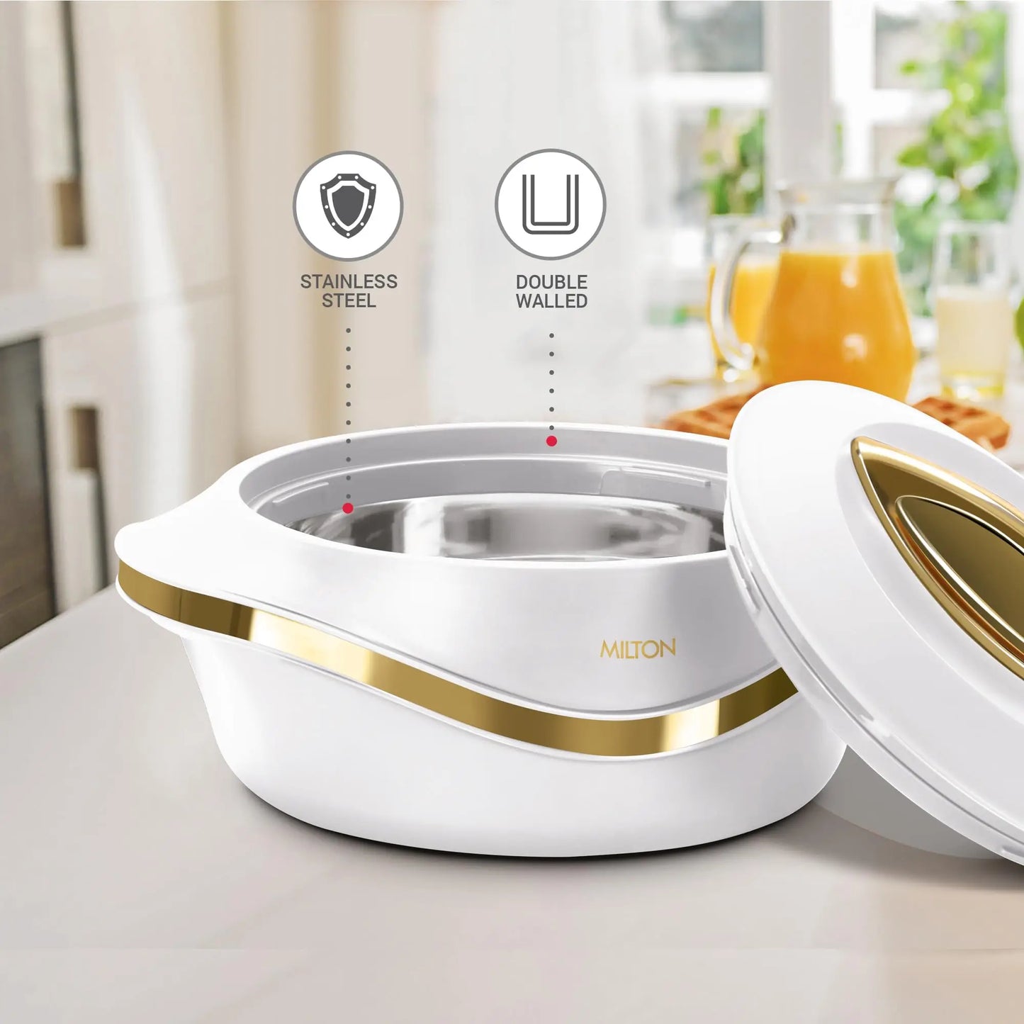 3-Piece Insulated Casserole Dish Set with Lid - Thermal Soup Bowl, Hot Pot Food Warmer/Cooler, Stainless Steel Container