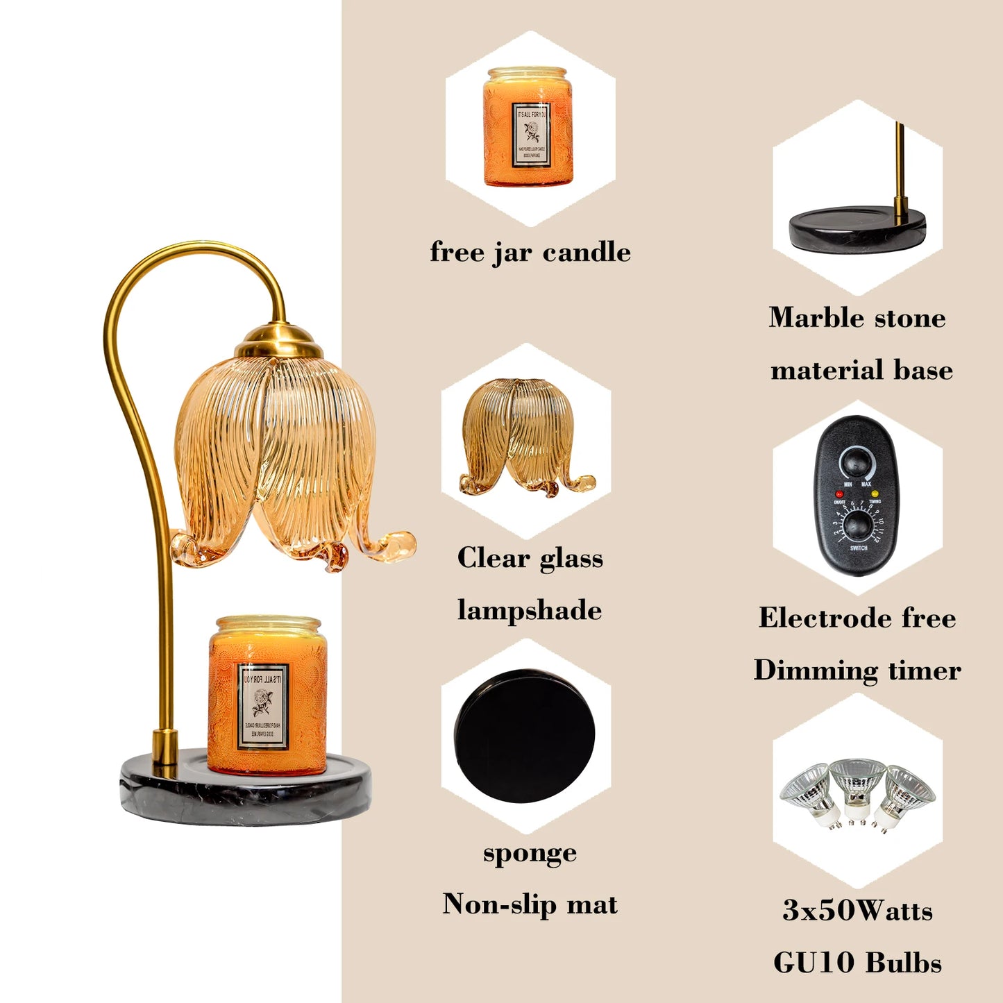 Tulip Flower Warm Candle Lamp Night Light Bedroom Bedside Table Fragrance Atmosphere