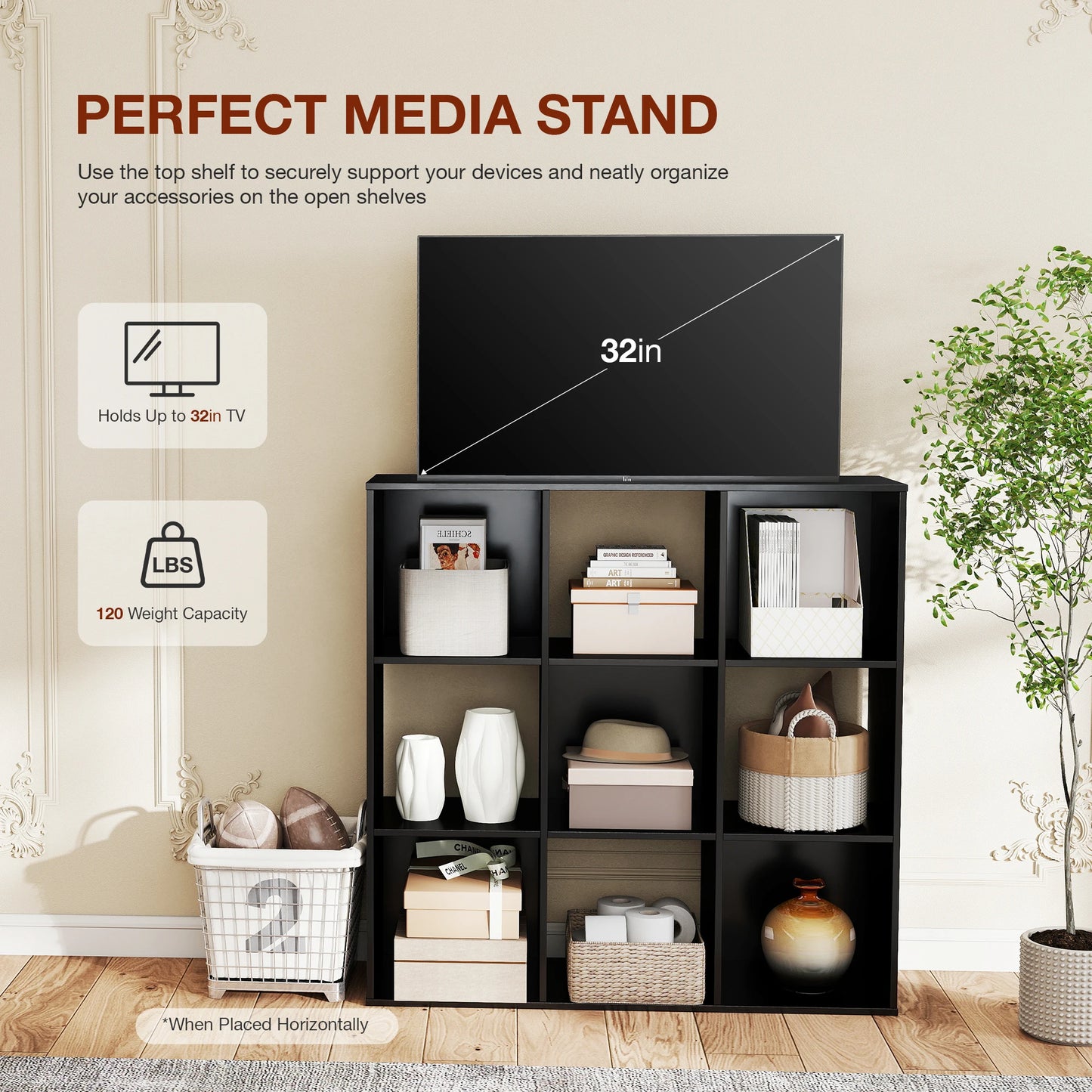 9 Cube Storage Organizer Wooden Bookcase For Living Room Spacious Open Cube Shelving Unit