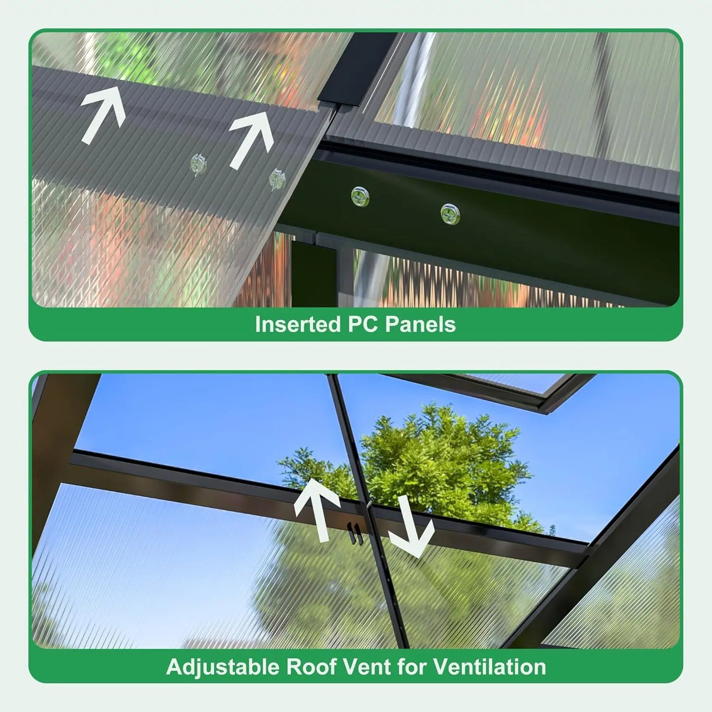 IndustrialGrade Polycarbonate Greenhouse Featuring HeavyDuty Aluminum Frame And Roof Vent