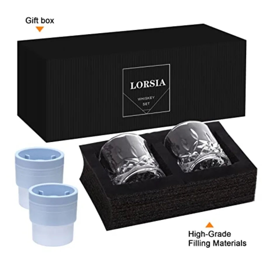Elegant Premium-Grade Whiskey Rocks Glass Set With Crystal Bourbon GlasswareBundle