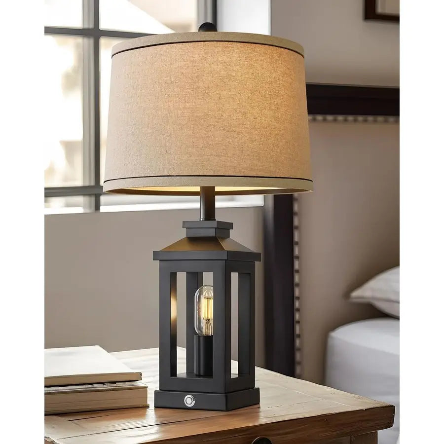 Retro Farmhouse Table Lamp With Three-Way Dimmable Touch Control AmbientIllumination