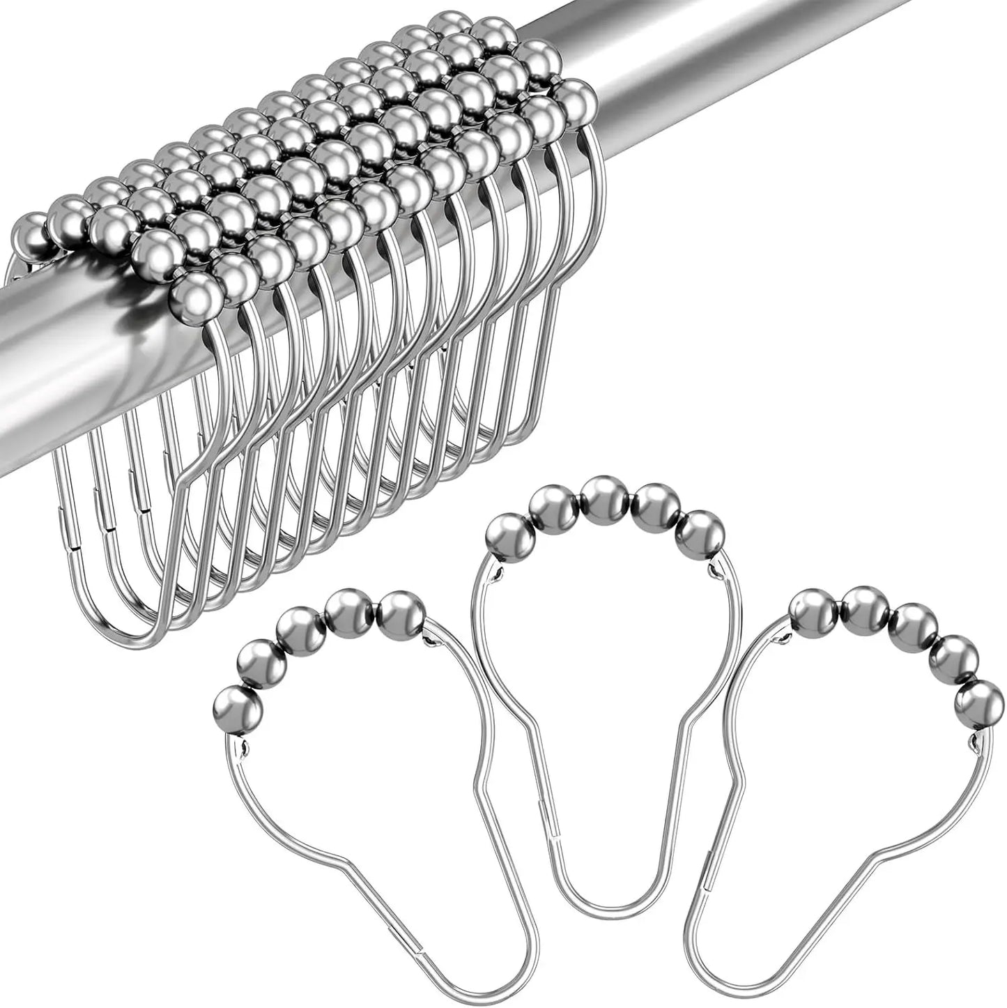 Decorative Stainless Steel Shower Curtain Hooks Moisture Resistant Durable Bathroom