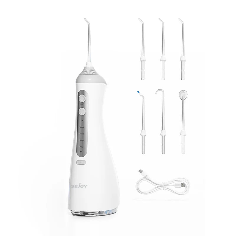 SEJOY Portable Water Flosser Irrigator With 5 Jet Tips