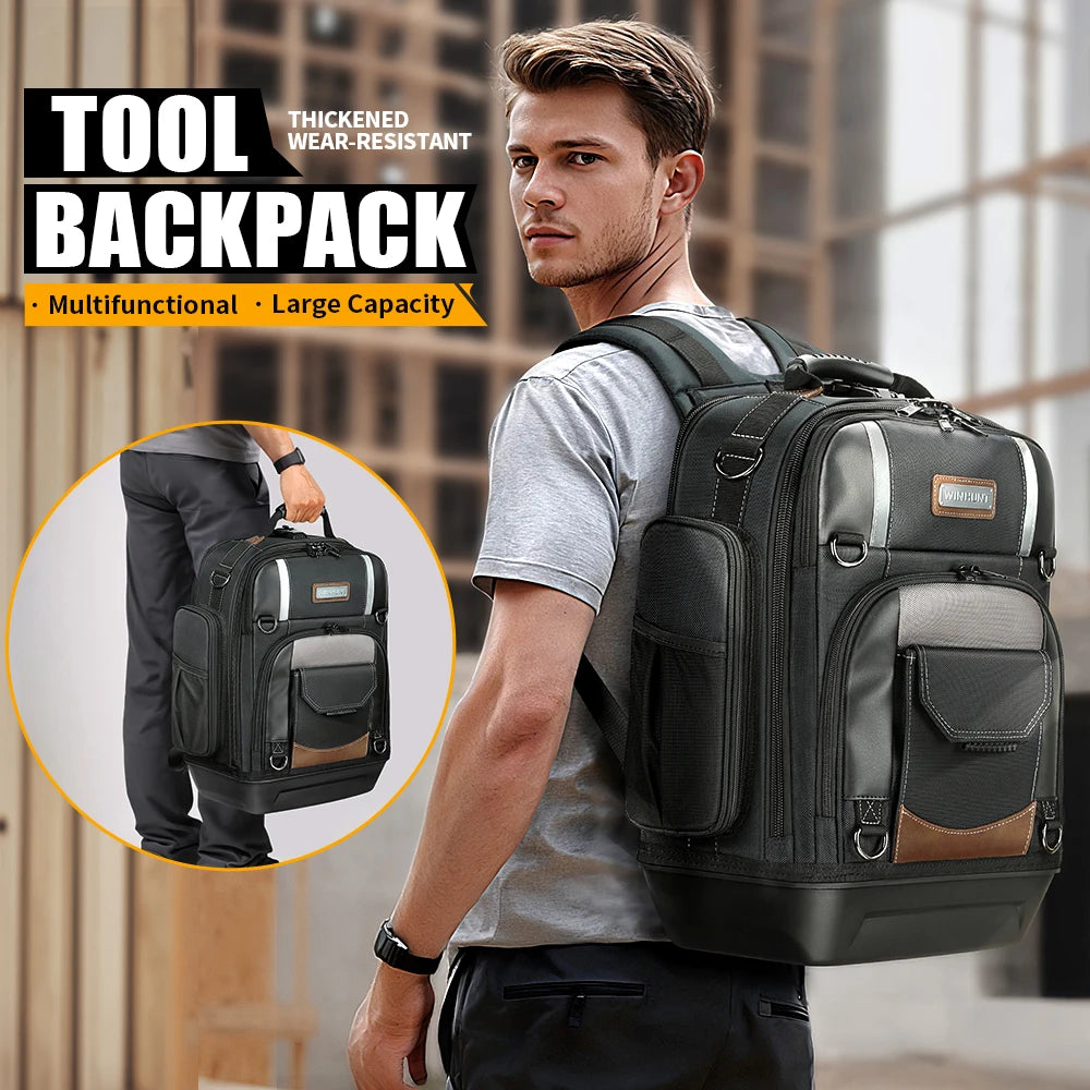 WINHUNT Tool Bag Backpack Heavy Duty Organizer For Electricians With Quick Access Pockets And Hands Free Portability