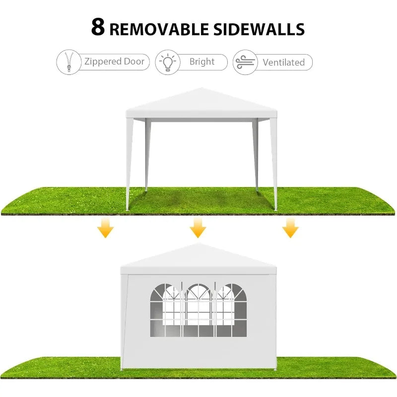 OutdoorWeatherproof Canopy Tent With Removable Sidewalls And Mesh Window Enclosures