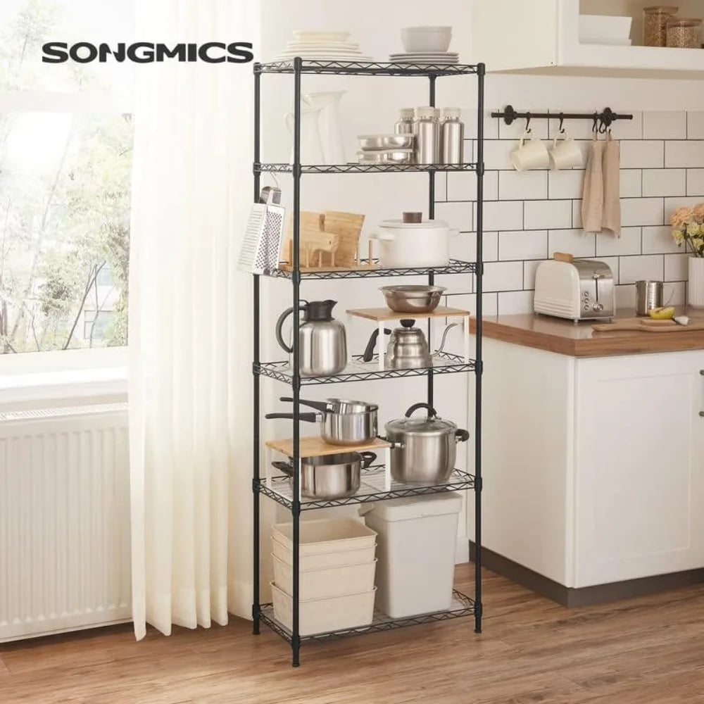 Six-Tier Wire Storage Shelves Unit With Adjustable Shelves