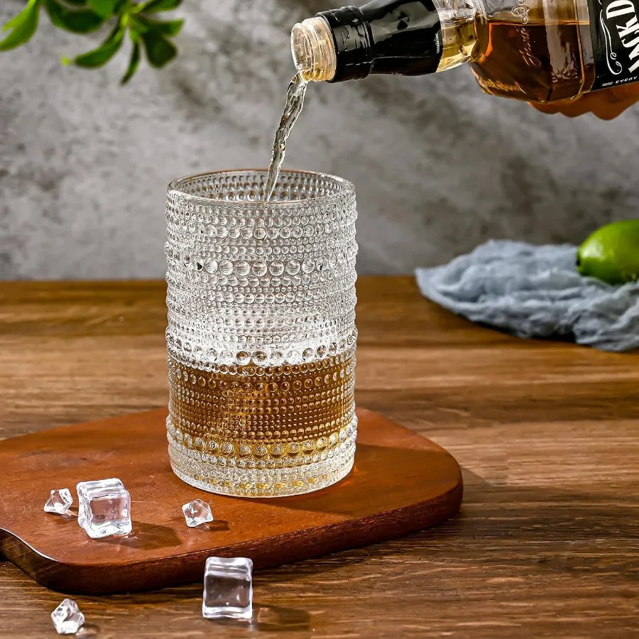 Hobnail Glass Cups Set Of Six DishwasherSafe Embossed CrystalClearPattern Glassware