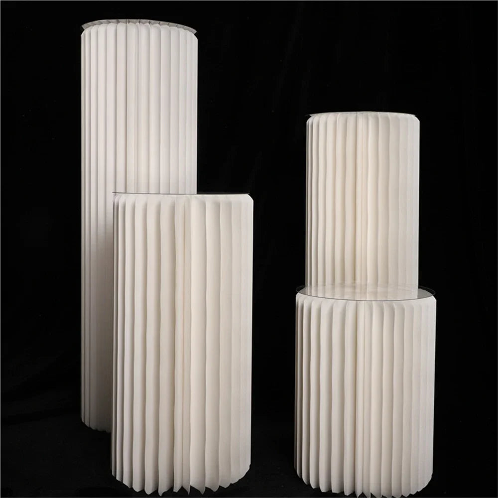 NONECN Paper Folding Cylinder Display Rack for Weddings and Events Adjustable Heights 20 to 100 cm Diameter 30 cm