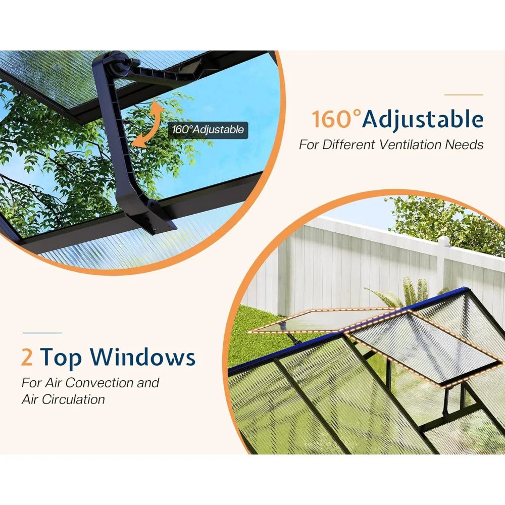 Polycarbonate Greenhouse With Aluminum Frame And Dual Doors