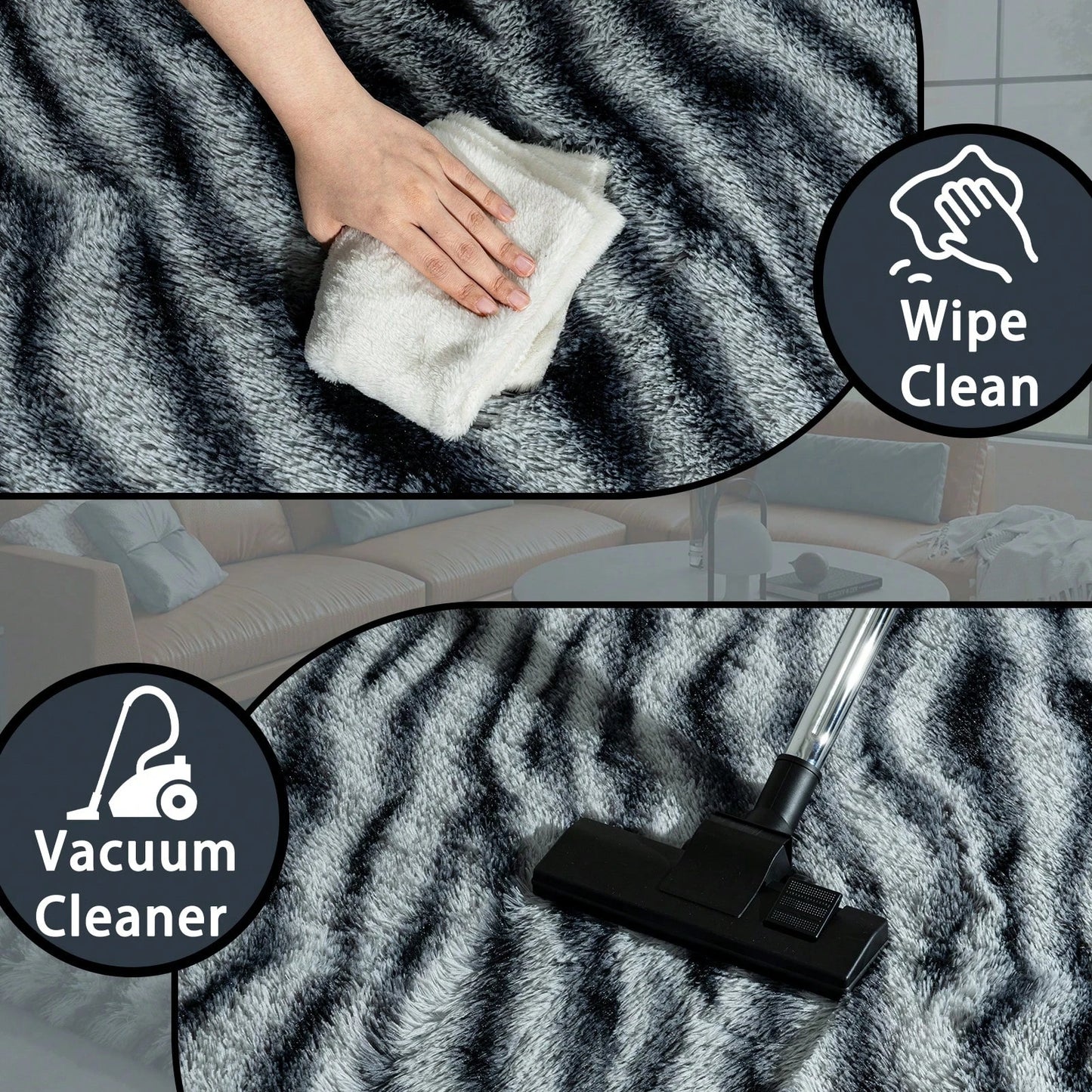 NONED Luxury ZebraPrint FluffyLong ShagRug For Bedroom LivingRoom UltraSoft Plush