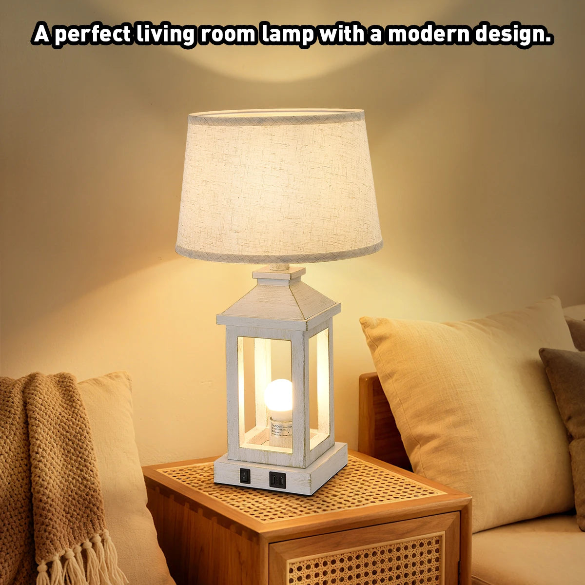 IndustrialGrade Contemporary Farmhouse BedsideNightstand Table Lamps 2Pack With DimmableControl
