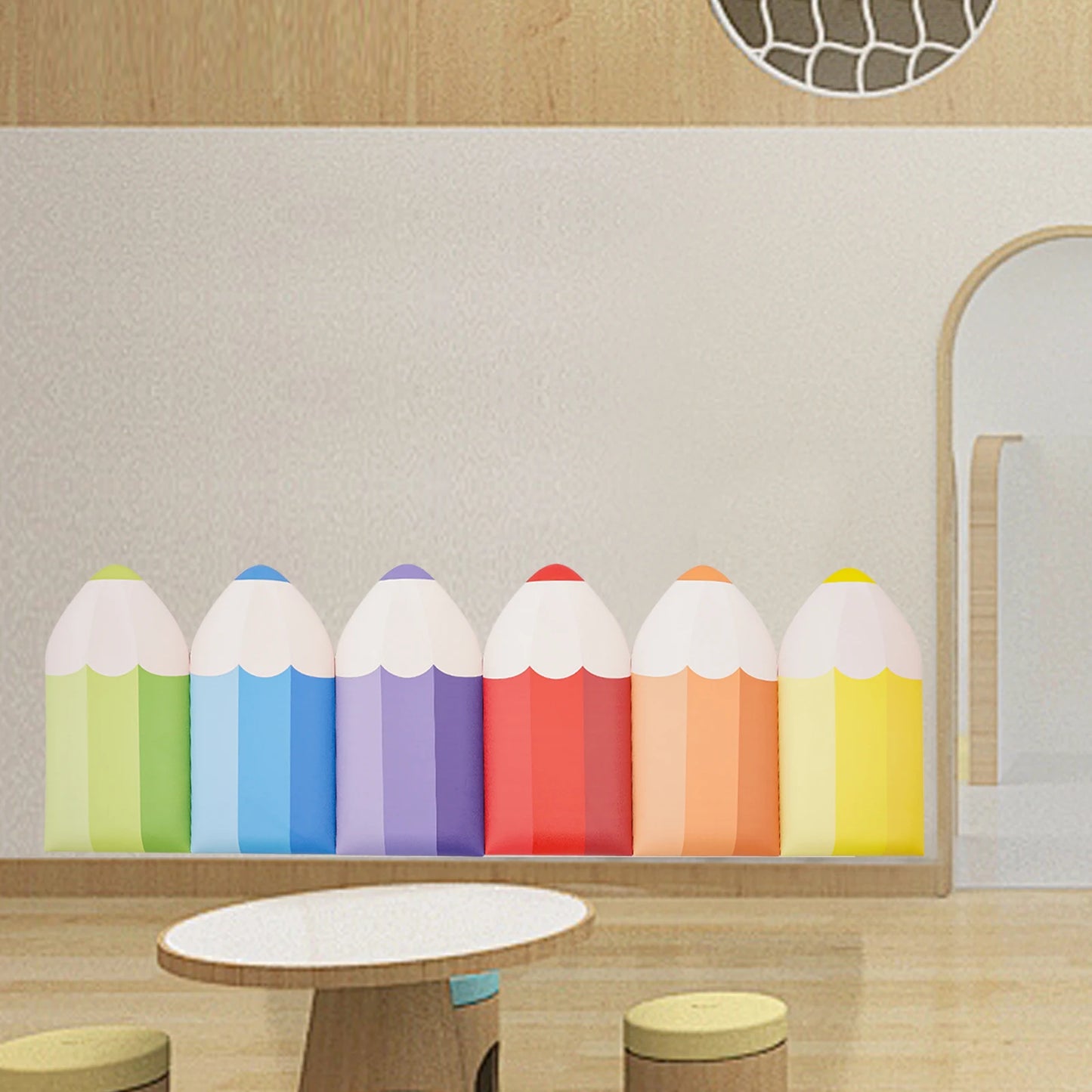 3D Pencil Shaped Wall Padding for Kids Playroom Wall Protection