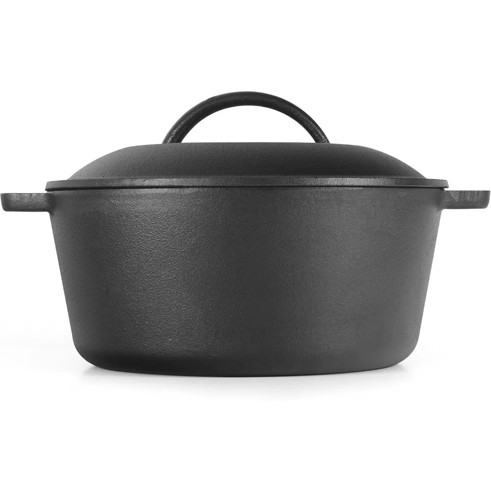 Preseasoned Cast Iron Dutch Oven With Dome Lid And Handles