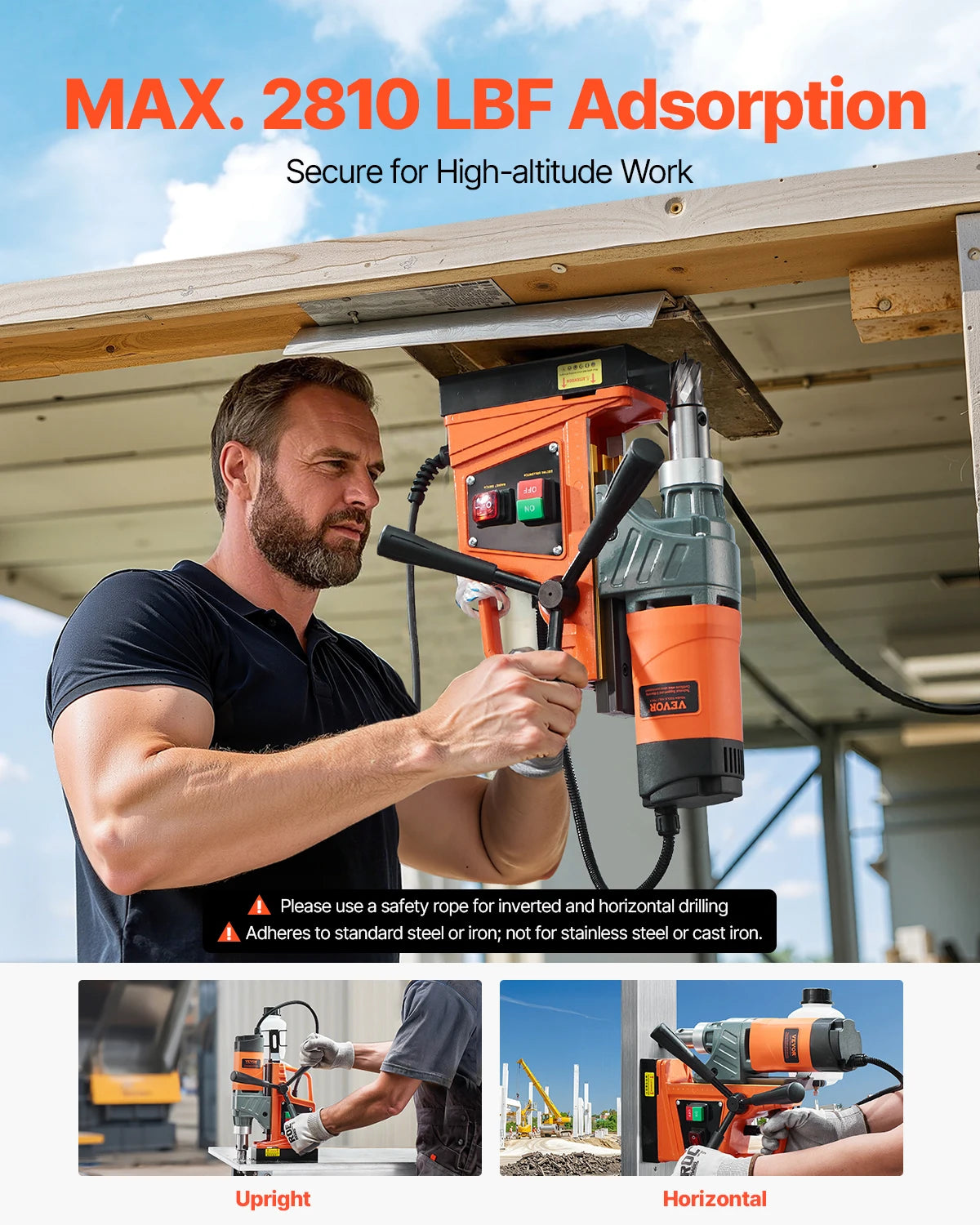 SucceBuy Magnetic Drill Press Kit 11 Piece Portable Electric High Power 1450W 850 RPM For Steel Plate Drilling