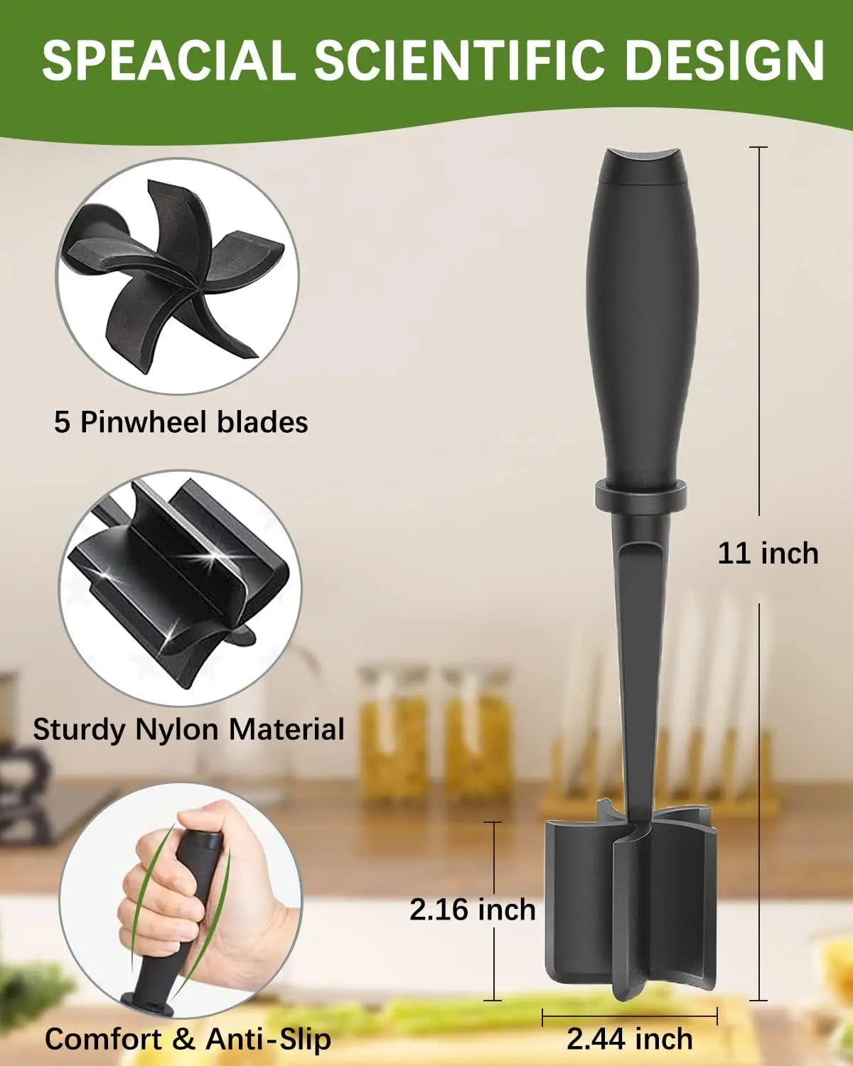 Upgrade Meat Chopper With Heat Resistant Nylon Blades Hamburger Smasher