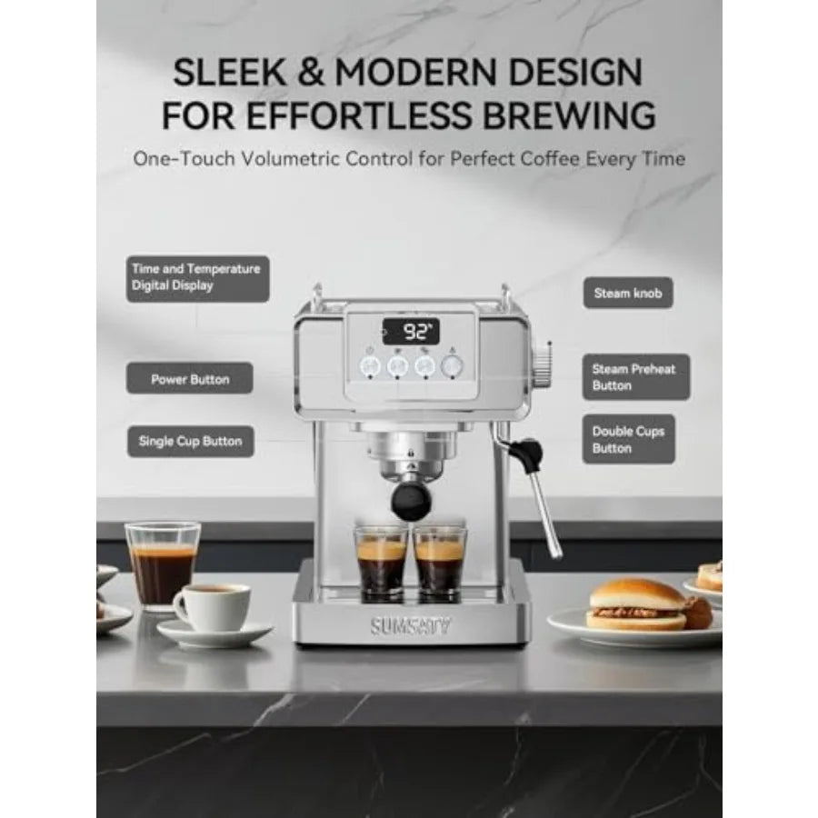 MDNG Professional 20 Bar Stainless Steel Espresso Machine