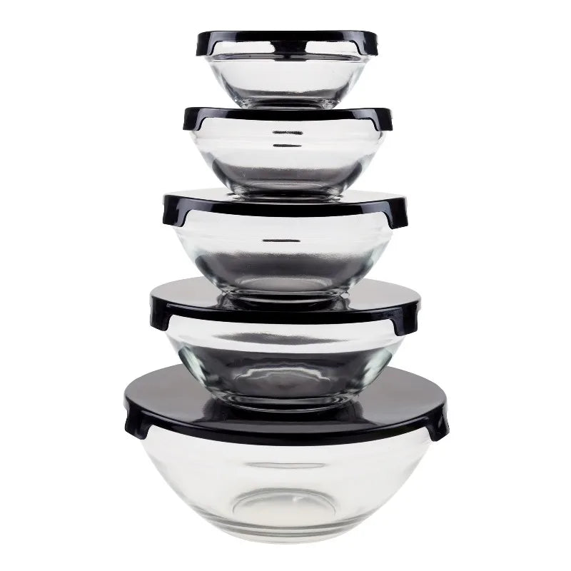 Glass Food Storage Containers 10 Piece Set With Snap Lids Airtight Glass Bowls In 4 Oz 6 Oz 12 Oz 14 Oz 28 Oz Sizes