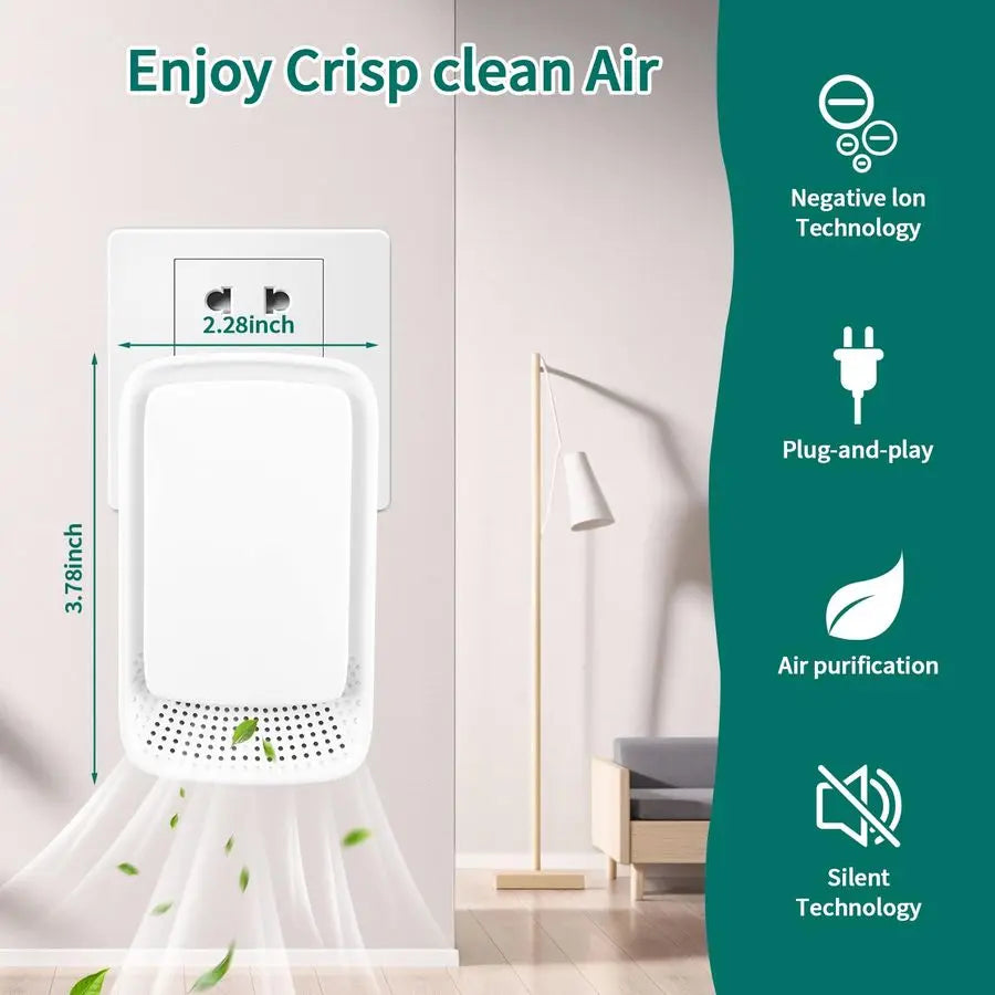 Ionic Air Purifier 4 Ionizer Filterless Dust Pet Dander Pollen Odors Quietly Cleans Air Allergies