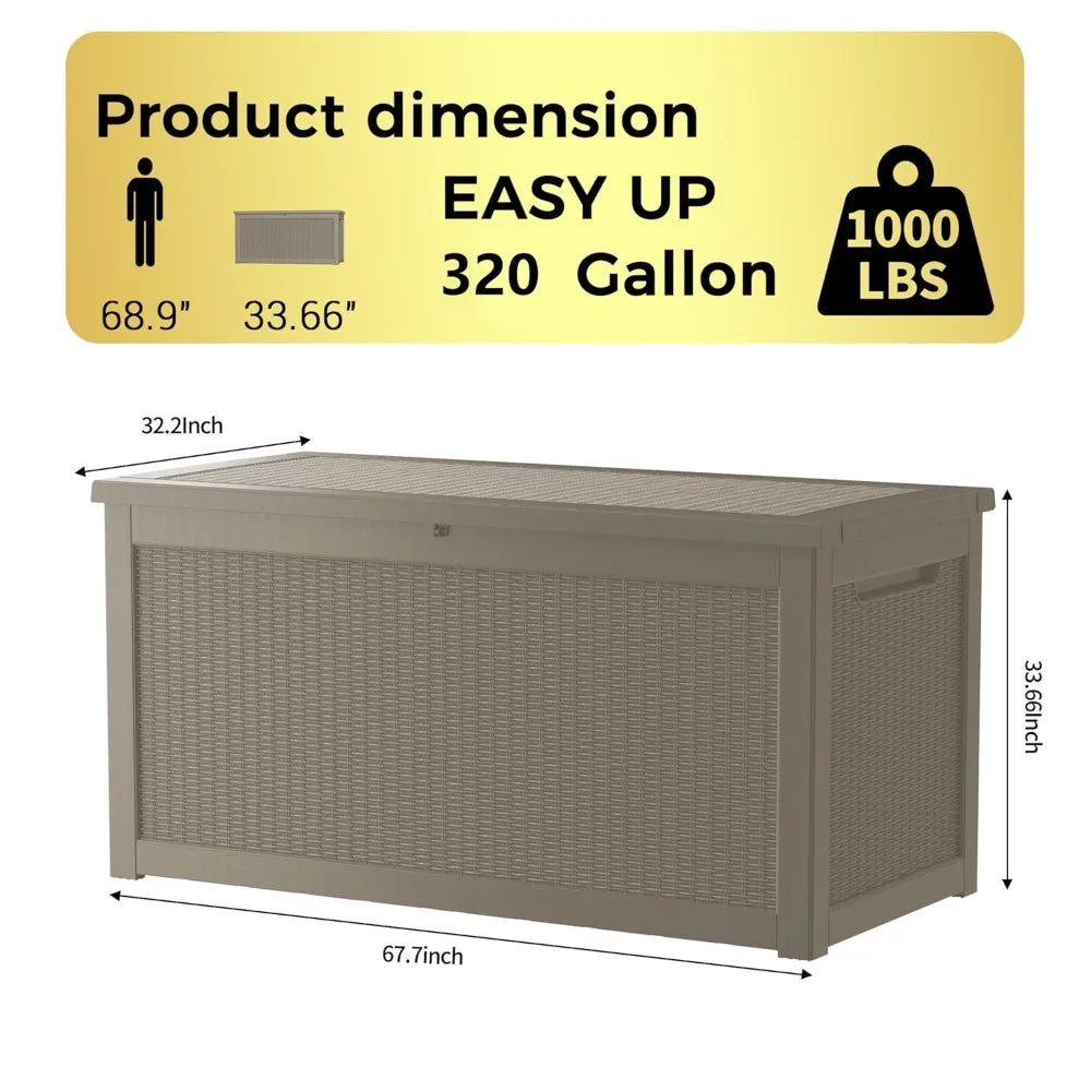 Lockable Resin Deck Box For Outdoor Storage Cushions All Weather UV Resistant Durable