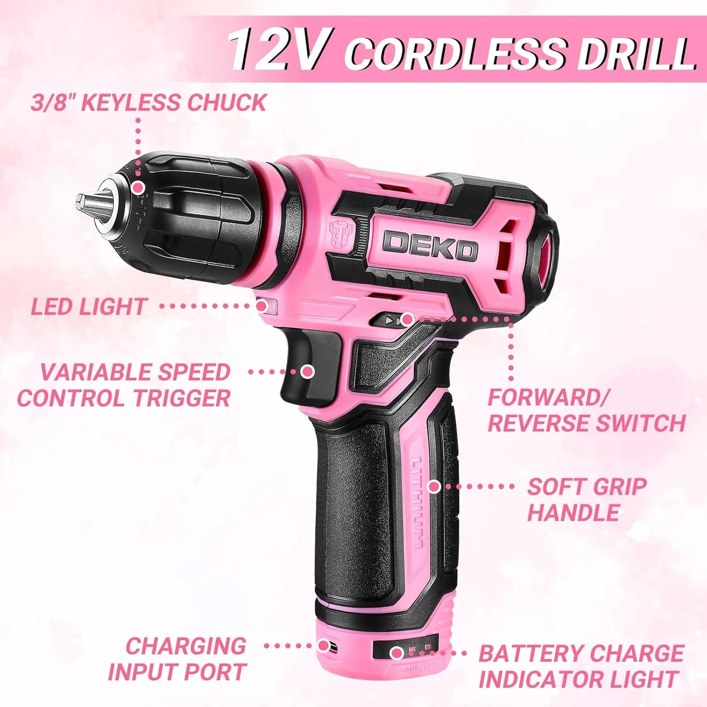 DEKODIY 12V Cordless Drill AllInOne Mechanic Toolbox WithIntegratedOrganizer Storage