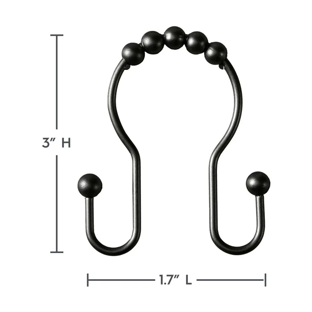 Stainless Steel Shower Curtain Hooks With Easy Glide Rollerballs